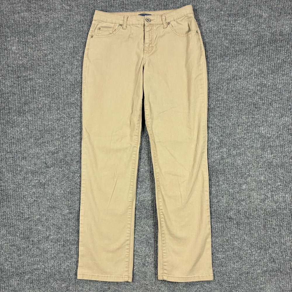 Bandolino Mandie Womens Khaki Straight Leg Pants Size 8 Beige Stretch Mid Rise